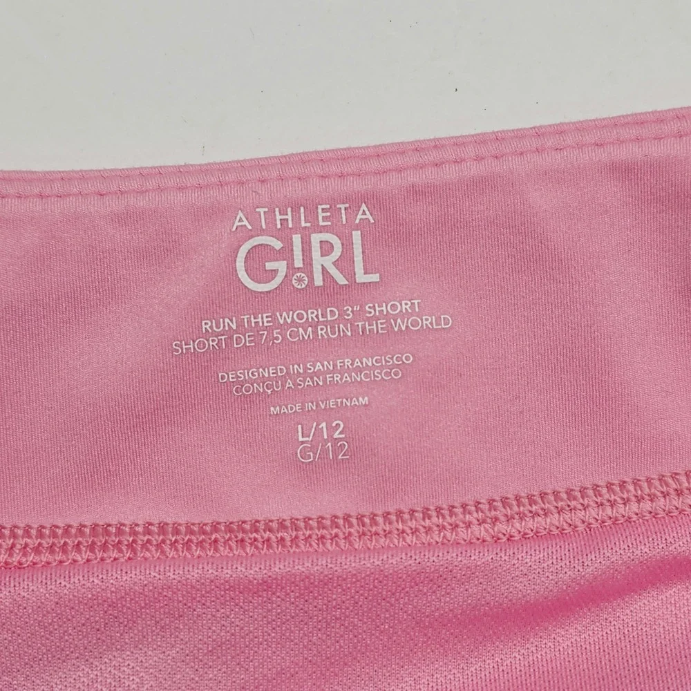 Athleta Girl Run The World 3 Inch Shorts Pink Blue Marble Swirl Size L 12
